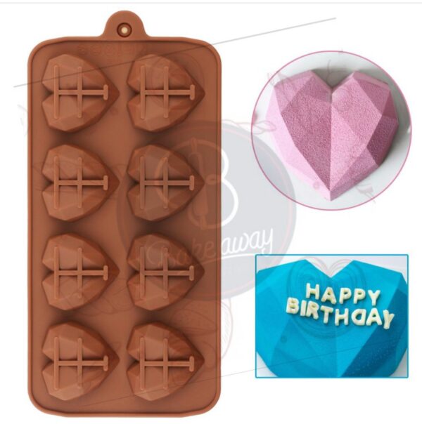 8CAVITY GEOMETRIC HEART SILICON MOULD - Image 2