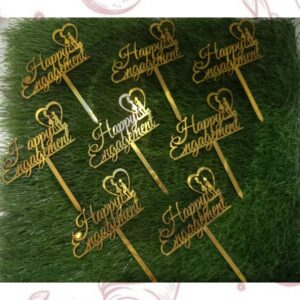 SMALL HAPPY ENGAGEMENT TOPPER PACK OF 10PCS