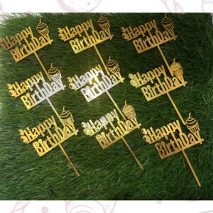 SMALL HAPPY BIRTHDAY TOPPER DESIGN 4 PACK OF 10PCS