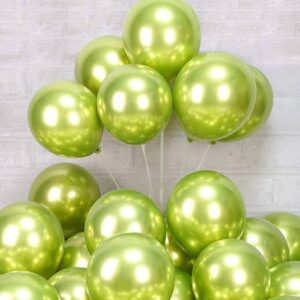 LEAF GREEN METALLIC BALLOONS PACK OF 12PCS