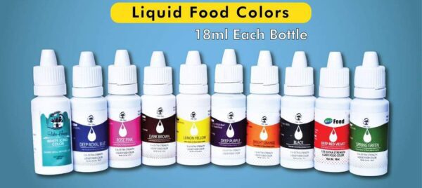 MILKYZ FOOD LIQUID COLOUR 18ML DROPPER BOTTLE PACK OF 10 COLOURS