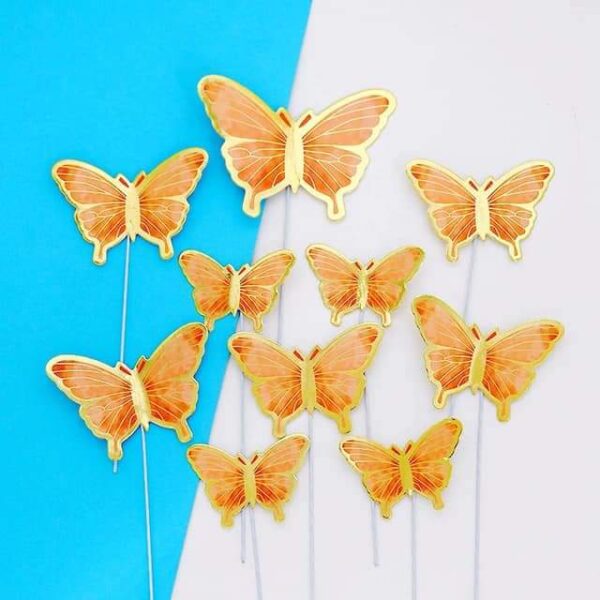 IMPORTED ARTIFICIAL ORANGE BUTTERFLY WITH WIRE PACK OF 10PCS