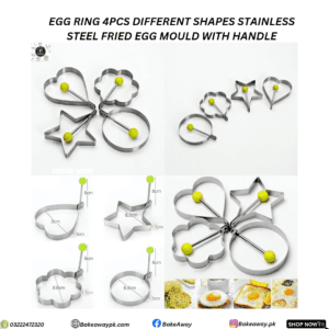 EGG RING 4PCS DIFFERENT SHAPES STAINLESS STEEL FRIED EGG MOULD WITH HANDLE