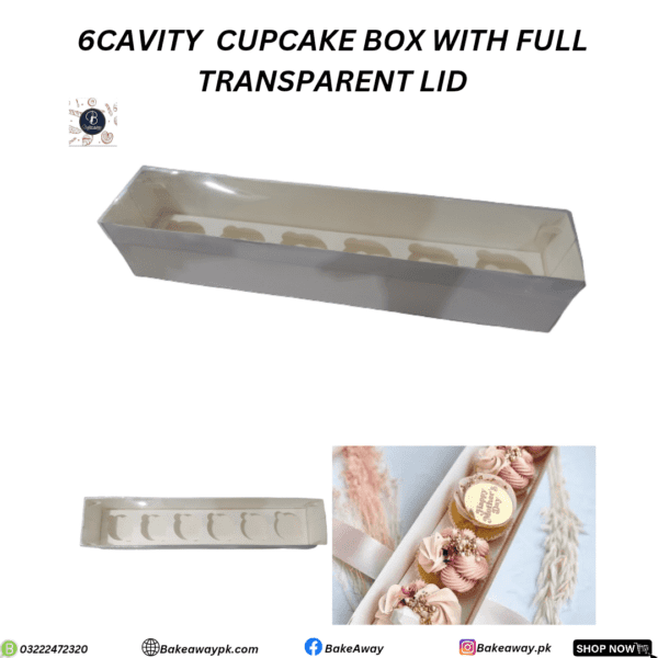 6CAVITY CUPCAKE BOX WITH FULL TRANSPARENT LID