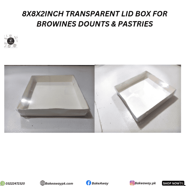 8X8X2INCH TRANSPARENT LID BOX FOR BROWINES/DONUT & PASTRIES