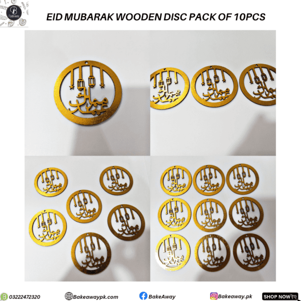 EID MUBARAK WOODEN TAGS PACK OF 10 PCS