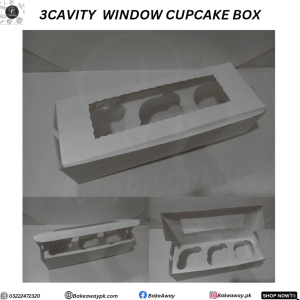 3 Cavity Window Cupcake Box