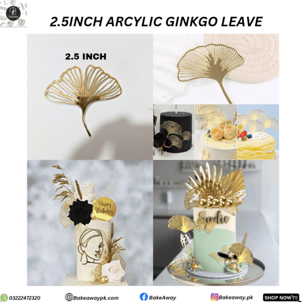 2.5INCH ARCYLIC GINKGO LEAVE TOPPER