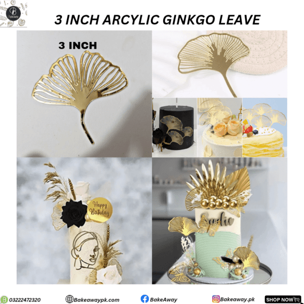 3INCH ARCYLIC GINKGO LEAVE TOPPER