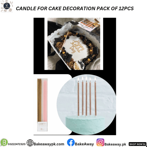 GOLDEN CANDLE FOR CAKE DECORATION PACK OF 6PCS