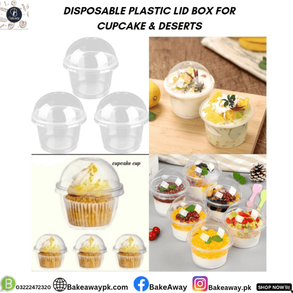 DISPOSABLE PLASTIC LID BOX FOR DESERTS AND CUPCAKE PACK OF 10PCS