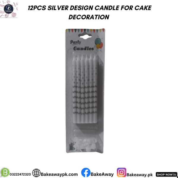 12PCS SILVER DESIGN CANDLE FOR CAKE DECORATION