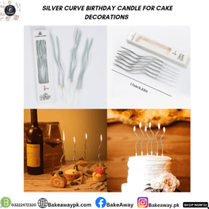 SILVER CURVE BIRTHDAY CANDLE FOR CAKE PACK OF 6PCS