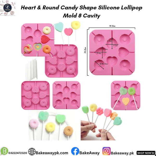 HEART & ROUND CANDY SHAPE LOLLIPOP MOULD
