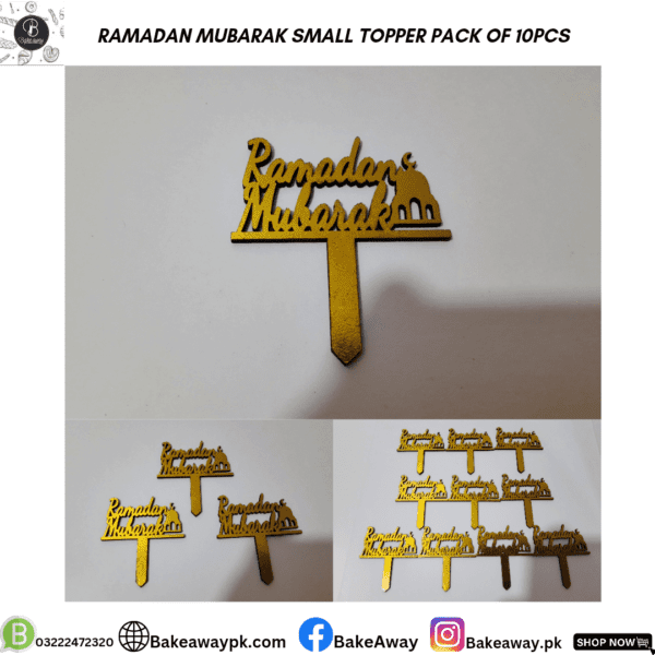 RAMADAN MUBARAK SMALL TOPPER PACK OF 10PCS