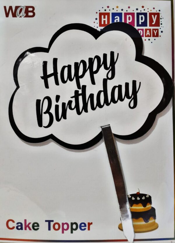 WOODEN BLACK NEW HAPPY BIRTHDAY TOPPER