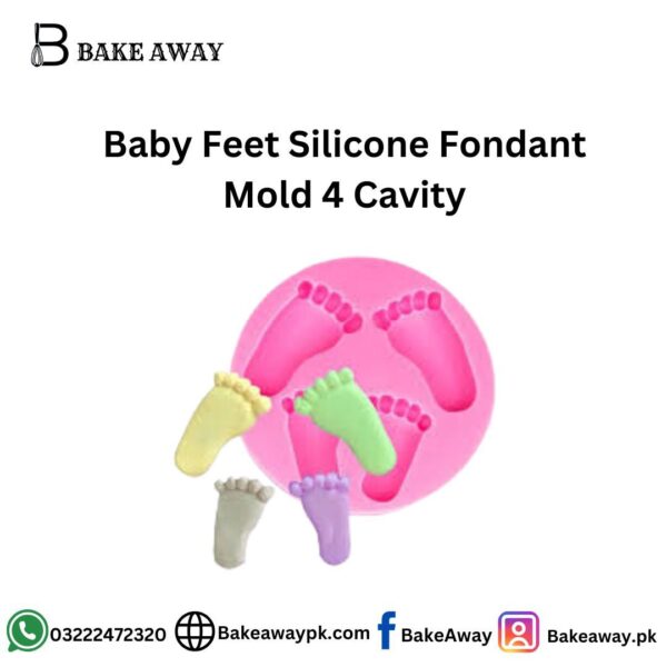 Baby Feet Silicone Fondant Mold 4 Cavity