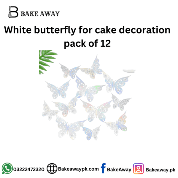 White butterfly for cake decoration pack of 12