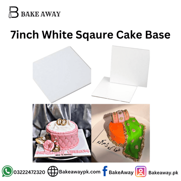 7 inch White Square Cake Base