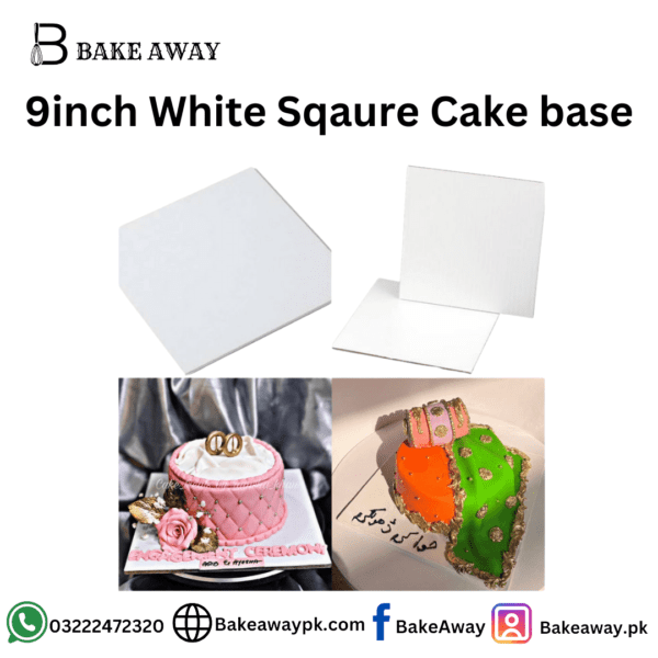 9inch White square Cake Base
