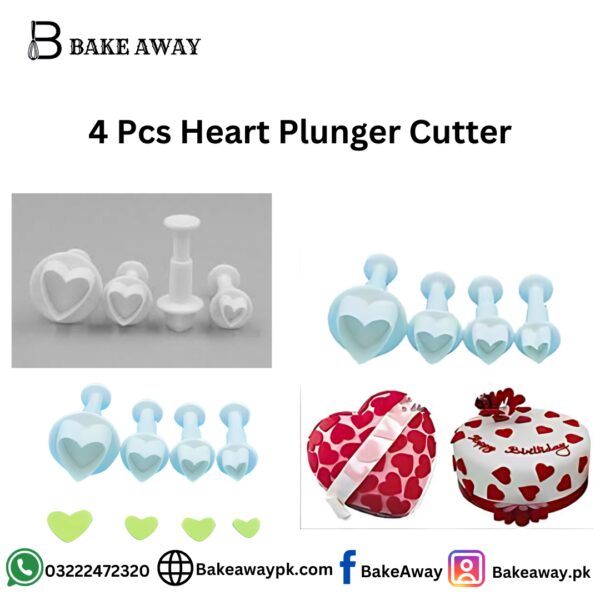 4 Pcs Heart Plunger Cutter