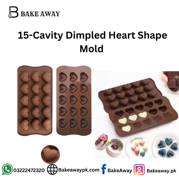 15-Cavity Dimpled Heart Shape  Mold