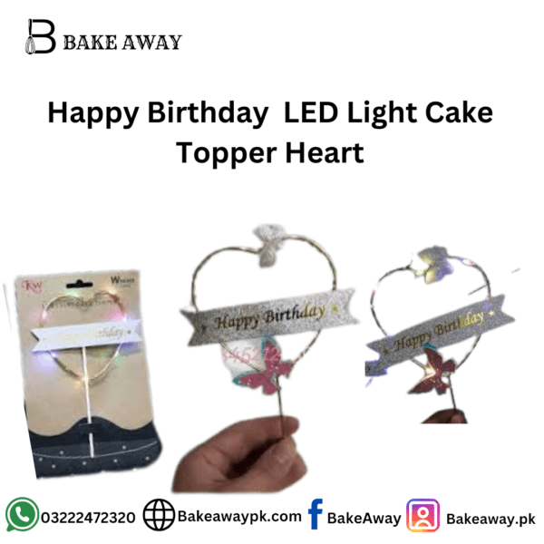 Happy Birthday LED light Cake Topper Heart