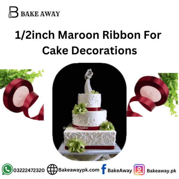1/2inch Maroon Ribbon For  Cake Decorations