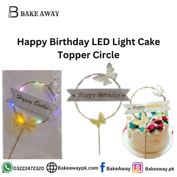 Happy Birthday LED light Cake Topper Circle