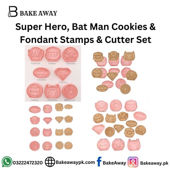 Super Hero, Bat Man Cookies & Fondant Stamps & Cutter Set