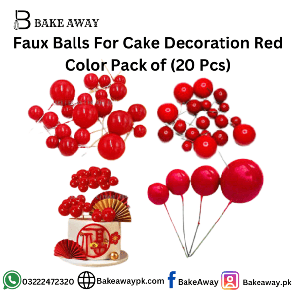 Faux Balls For Cake Decoration Red Color Pack of (20 Pcs)