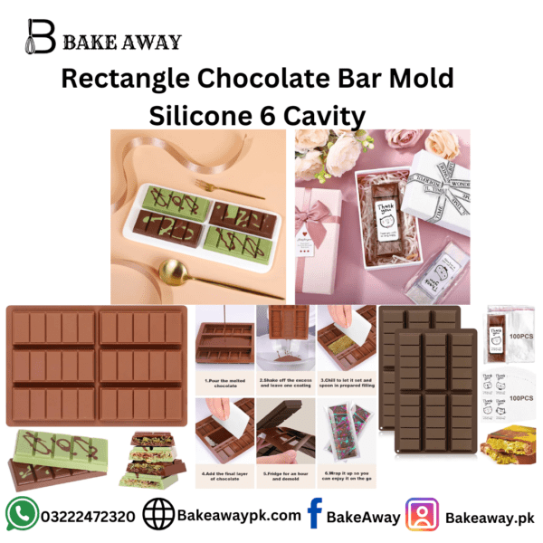 Rectangle Chocolate Bar Mold Silicone 6 Cavity