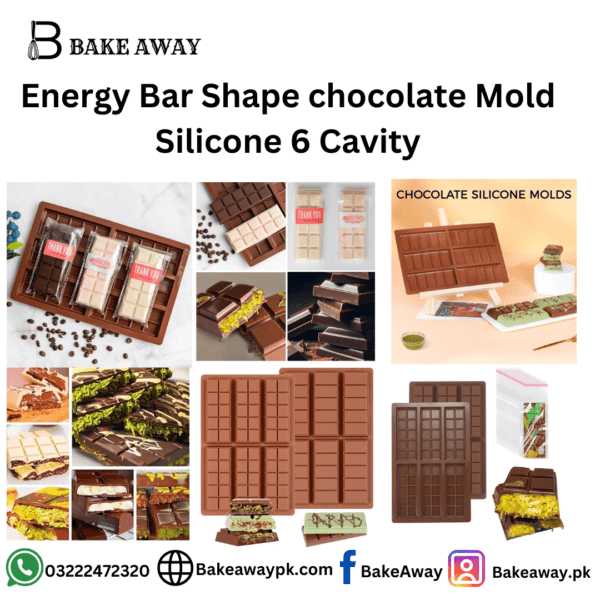 Energy Bar Shape chocolate Mold Silicone 6 Cavity