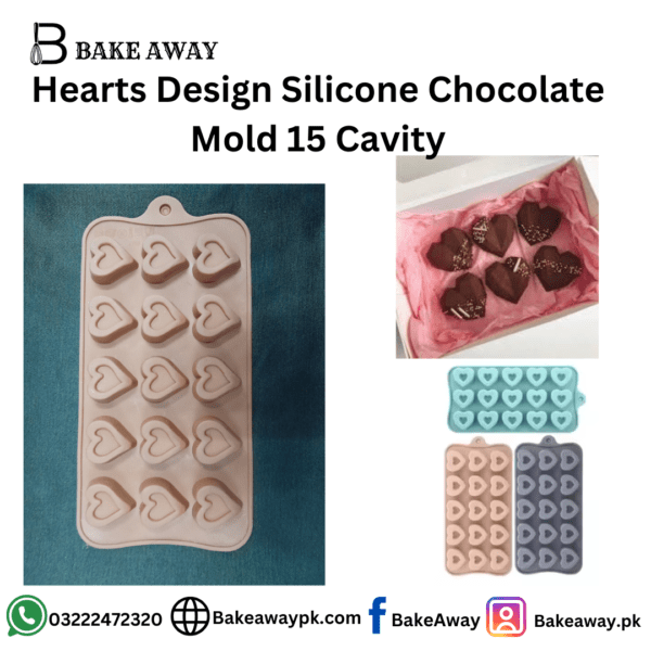 Hearts Design Silicone Chocolate Mold 15 Cavity