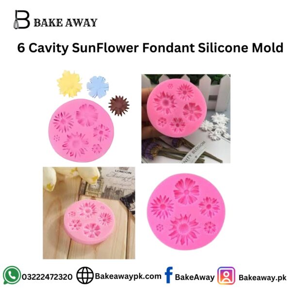 6 Cavity SunFlower Fondant Silicone Mold
