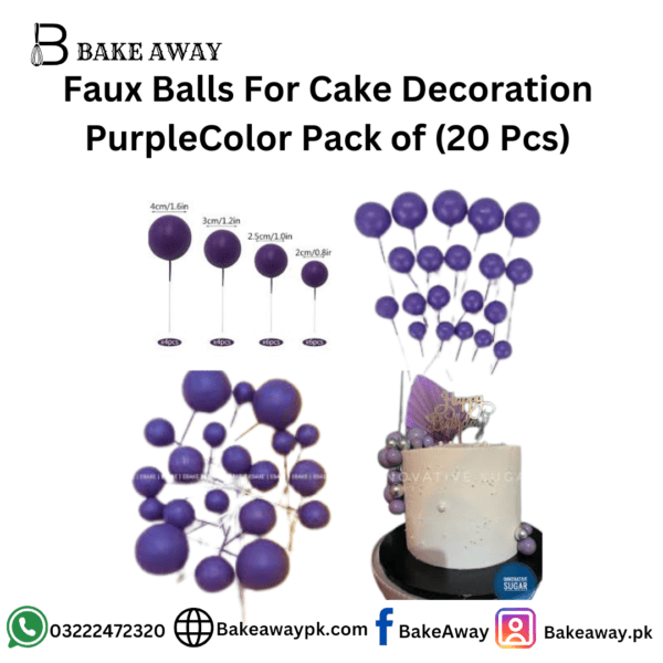 Faux Balls For Cake Decoration PurpleColor Pack of (20 Pcs)