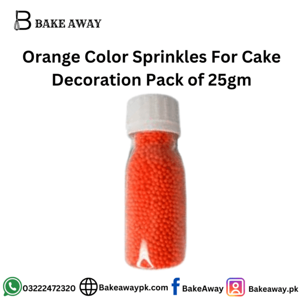 Orange Color Sprinkles For Cake Decoration Pack of 25gm