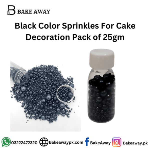 Black Color Sprinkles For Cake Decoration Pack of 25gm