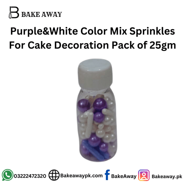 Purple&White Color Mix Sprinkles For Cake Decoration Pack of 25gm