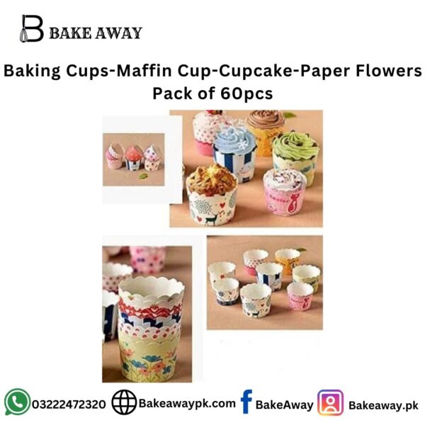 Baking Cups Maffin Cup Cupcake Paper Flowers Pack of 60pcs