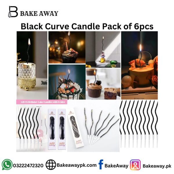 Black Curve Candle Pack of 6pcs