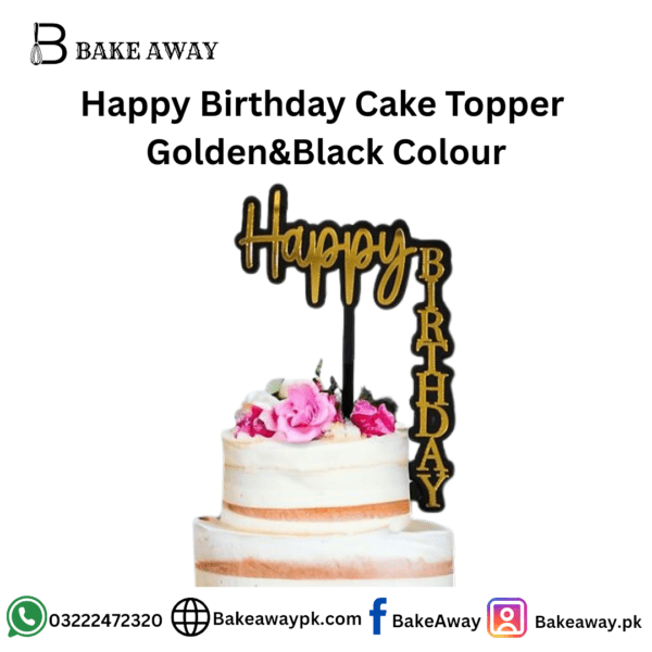 Happy Birthday Cake Topper  Golden&Black Colour