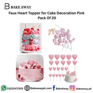 Faux Heart Topper for Cake Decoration Pink Pack of 20