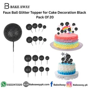 Faux Ball Glitter Topper for Cake Decoration Black Pack of 20