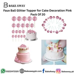Faux Ball Glitter Topper for Cake Decoration in Pink Pack of 20