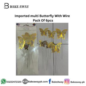 Imported multi Butterfly With Wire Pack Of 6pcs