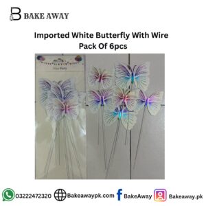 Imported White Butterfly With Wire Pack Of 6pcs