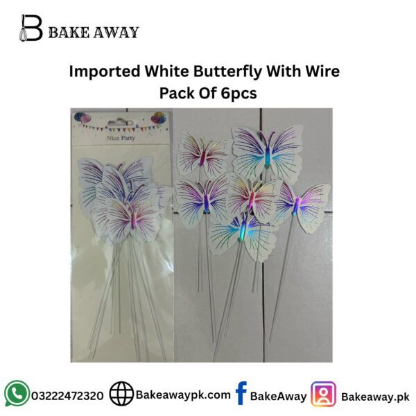 Imported White Butterfly With Wire Pack Of 6pcs