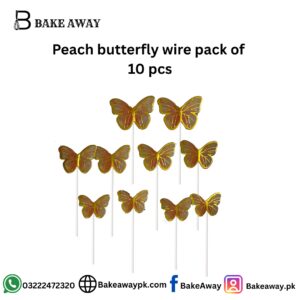 Peach butterfly wire pack of  10 pcs