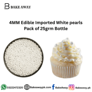 4MM Edible Imported White pearls Pack of 20grm Bottle
